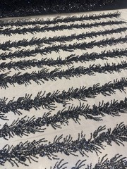 Black Celestial Fern Beaded Lace Fabric – Crystal Embroidered Tulle Prom Fabric