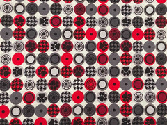 Great Scotts RED Black GRAY Houndstooth Dog Paw Circle Kanvas Cotton Fabric 1 yd