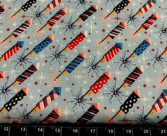 Tina Scrap 9″x21″ Flag Firework Stars Patriotic 4th of July Rocket FABRIC COTTON