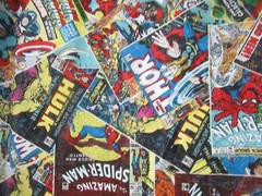 SUPER HEROES VTG 2012 MARVEL COMICS Eugene Textiles Cotton Fabric 1YDX43″ NEW