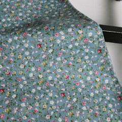 1Yard*147cm Grey Blue Elegant Floral Cotton Fabric Printed Calico Cotton Poplin