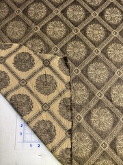 Fabric By The Yard Taupe Brown Diamond Lattice Floral Medallion Jacquard Weave