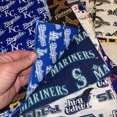 Baseball MLB Fabric (25+) Pc 12×12” (15) pc 33”x12” quilt curtains blanket
