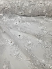 Gray Soft Silky Poly Chiffon Fabric By The Yard – Sheer Clear Sequin Embroidery