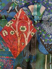 Vintage Rayon Fabric Indian Pictorial Pichwai Krishna Colorful 3.4 Yards