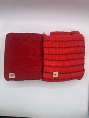 Vintage Red Fabric Bundle 3 Yards Cotton Knit Polyester Blanket Sewing Lot