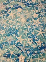 Cotton fabric Coastal Living by PDR DSN 04818 star fish 1yd 18 inches