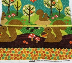 Michael Miller Fabric Forest Animals Fabric Nuts for Dinner Panel 19″ x 44″
