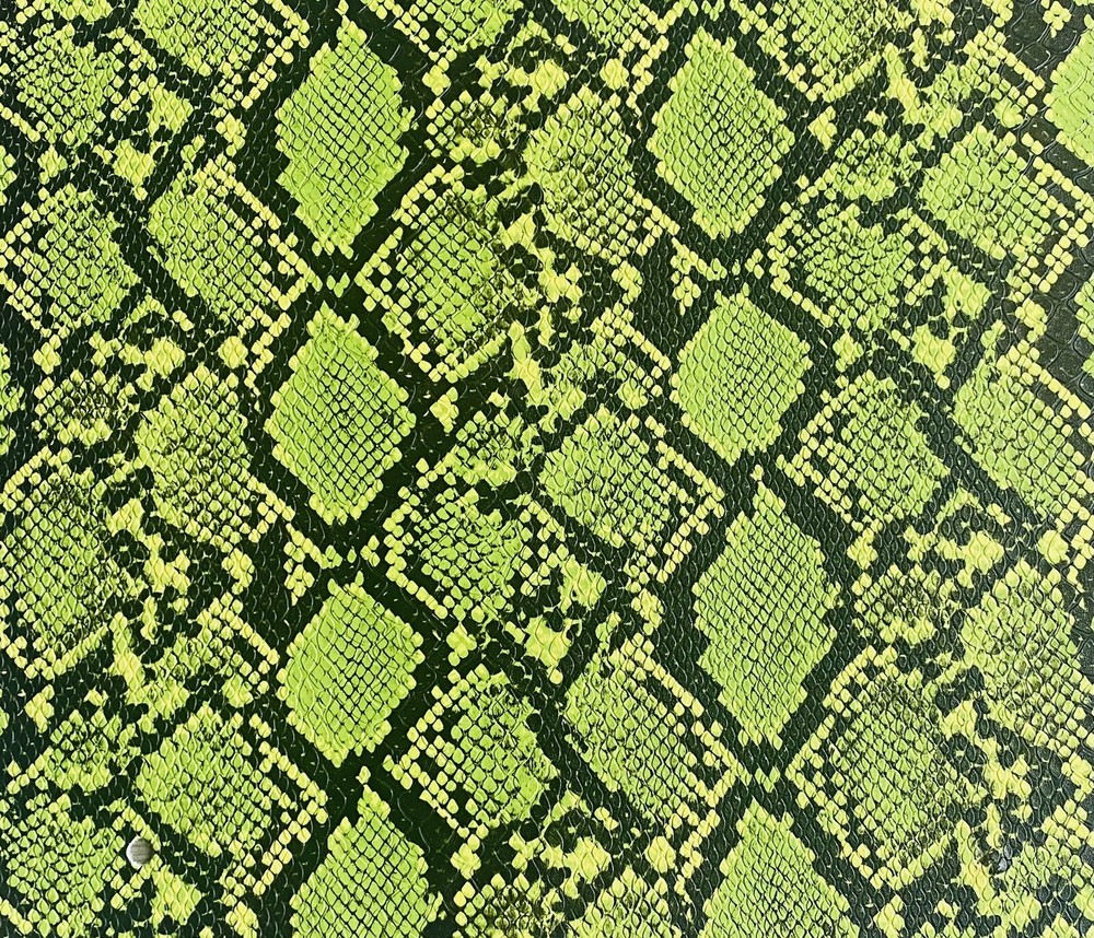 Lime Cobra Snake Embossed Faux vinyl fabric sold by the yard 54” wide