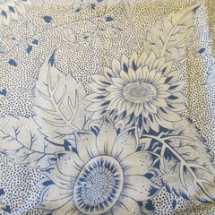 Cotton Int’l Quilt Study Center Nebraska Tan Red Blue Floral 23″ x 44″