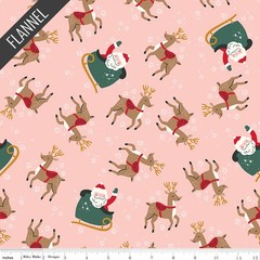 Reindeer Toss Flannel in Blush | The North Pole Flannel | Riley Blake