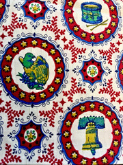 VTG Bicentennial Patriotic Gold, Red & Blue on White 21″x 7-8″ Remnants
