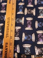 Knit Fabric Thread/Spool Print Navy Background Two Yards