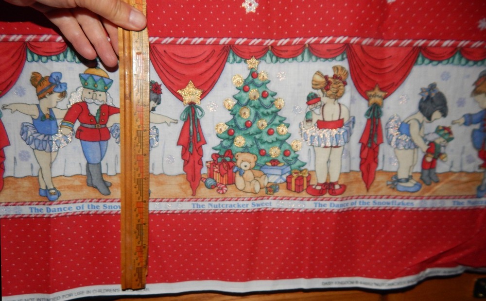 Daisy Kingdom Nutcracker Ballerina Border Christmas holiday fabric ballet red