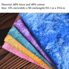 60% Linen and 40% Cotton Fabric Cloth Tie Dye Embroidered Floral Thin Retro