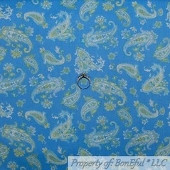 BonEful FABRIC FQ Cotton Quilt Aqua Blue Water Pink Little Sea Horse Fish Stripe