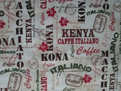 SPECIALTY COFFEE WORDS POST MARKS KONA KENYA CAFFE ITALIANO COTTON FABRIC FQ