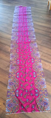 Pink Purple Paisley Border Fabric 3.8 Yards 22 x 135 Cotton Exotic Runner Sari