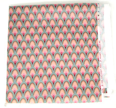 Vintage Shell Fan Floral Fabric Avon 1990 Hagapy Green Pink 52×90 Cotton Sateen