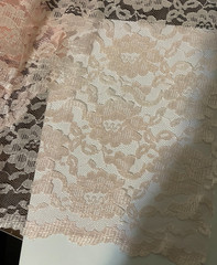 2 Yds Pretty Pink and 2 Yds Peach Lace Fabric