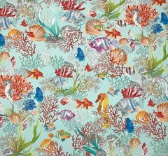 HAMILTON SEAWORLD AQUA BLUE TROPICAL FISHES MULTIUSE FABRIC BY THE YARD 54″W