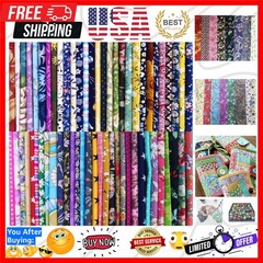 50pcs 10 x 10 inches Cotton Fabric Bundle Squares for Quilting Sewing, Precut…