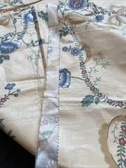 Old Stone Mill Fabric “ribbon Floral” Design 332-89 Beige With Blue 2.4 Yards