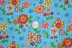 Vtg Seersucker Fabric Cotton Blend Retro Bright Floral Flowers 2 Yds 34″ x 44″