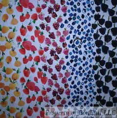 BonEful Fabric FQ Cotton Quilt White Rainbow Fruit Stripe Strawberry Blue*berry