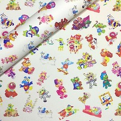 Muppet Babies on White Printed Faux Leather 20x30cm