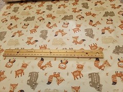 2 Yards Brown Camelot Woodland Animal Fox/Moose/Bear/ Racoon/Owl Flannel Fabric