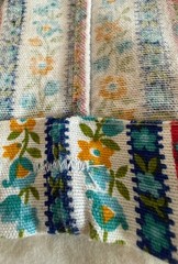 2x Vtg House N Home Fabrics Pieces Bright Primary Floral Stripe Flower 27″x49″