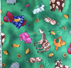 Vtg Sunbonnet Sue Suzie Q on Farm Fabri-Quilt by the yard Cotton Fabric 44″ w