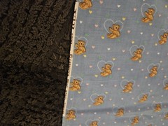 Vintage bear and hearts Cranston Print Works Company Fabric 49 X 43