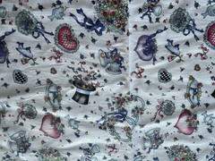Vintage RARE 1996 Lucy Riggs Fabric Wedding Bells Whimsical Charming 1 Yard