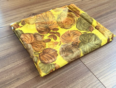 Vintage MCM 50s 60s Golden Yellow Floral Silk Fabric 2 yards + 6″ L x 36″W