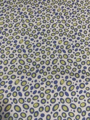 “Go Girl” Ovals & Polka Dots Fabric Remnant By Top Drawer Blue Green And White