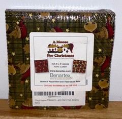Benartex 5”x5” Fabric Charm Pack~A Moose For Christmas Cheryl Hanes~42 Pieces