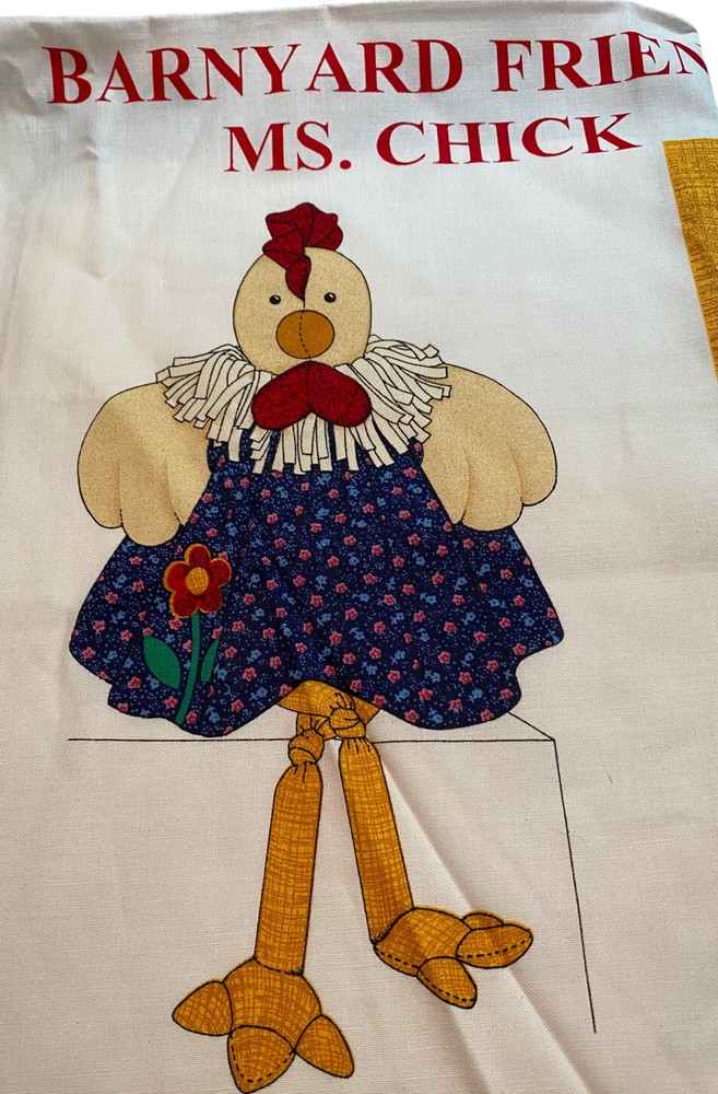 VIP Cranston Printworks Ms Chick Barnyard Friends FABRIC PANEL Cotton Chicken