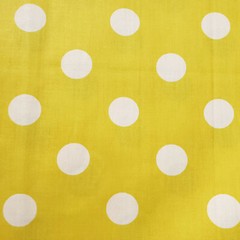 WHITE POLKA DOT ON YELLOW POLY COTTON FABRIC ONE INCH DOT 58″ BY THE YARD