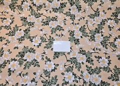 3 YARDS Cotton Fabric – FROM THE GARDEN White Floral Leaves in Tan Marcus