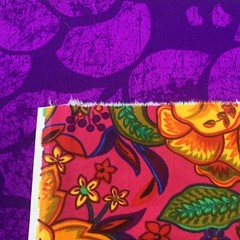 Stunning Vintage 60s 70s Neon Gothic Floral Velveteen Fabric 36×35.5”