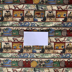Vintage Travel Themed Fabric By Debbie Mumm For SSI Luggage Maps Blue Cream BTY