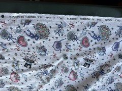 Vintage RARE 1996 Lucy Riggs Fabric Wedding Bells Whimsical Charming 1 Yard