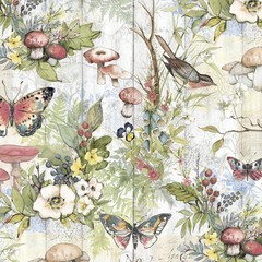 Nature’s Serenade Blue Wildflowers Fabric BTY Susan Winget for White Owl Textile
