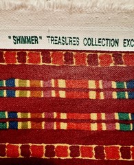 Waverly Shimmer Screen Print Cotton Fabric Stripes Geometric Tribal Wine Red 3yd