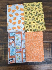 Lot of Autumn theme Fabric, pumpkin, sunflowers, flowers, 10 oz, yellow orange