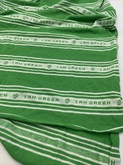 Stretch Bright Green White I AM GREEN T-shirt Fabric Remnant 39” L x 60” W