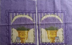 Lot of 2 -“Lavender in Flower Pots & Seeds” Cotton Fabric Panels 6.75″x5″ each