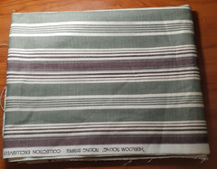 Waverly Exclusive Fabric Remnant Heirloom Ticking Olive Green Brown 2.5 yd x 18″